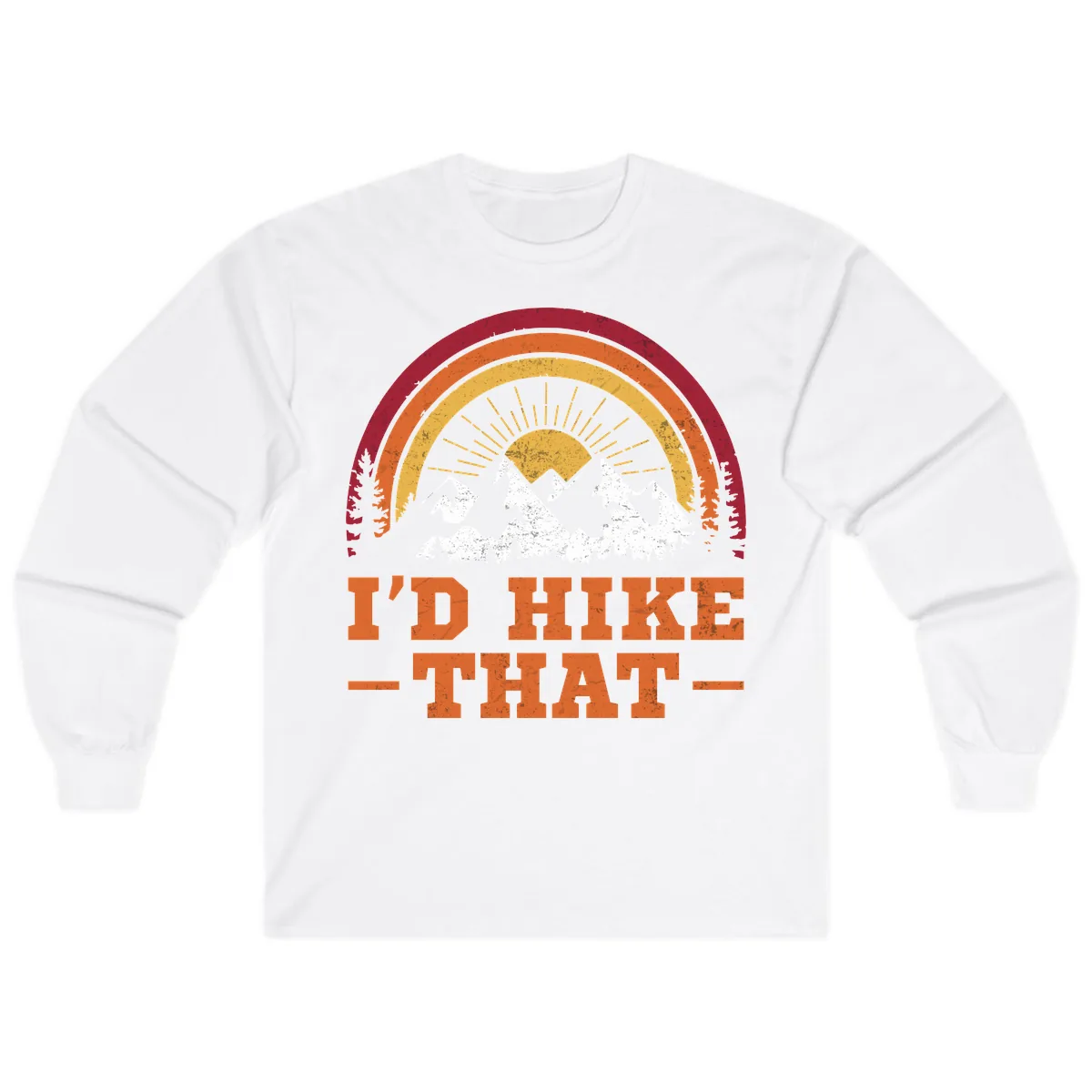 I'd Hike That Mountain Sunset Long Sleeve in White