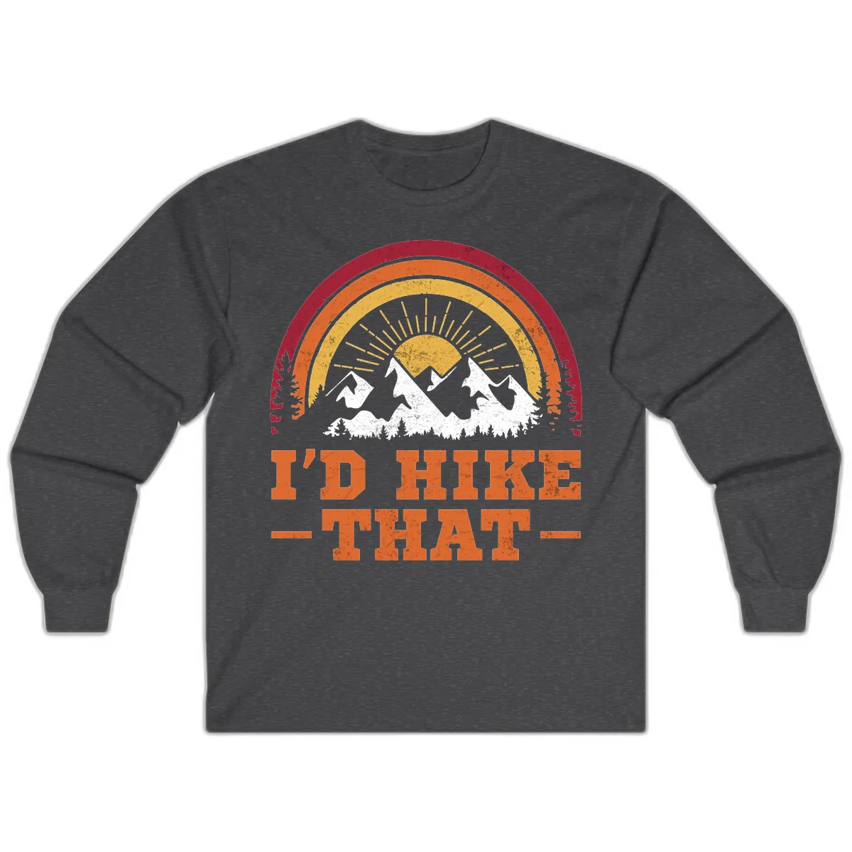 I'd Hike That Mountain Sunset Long Sleeve in Dark Heather