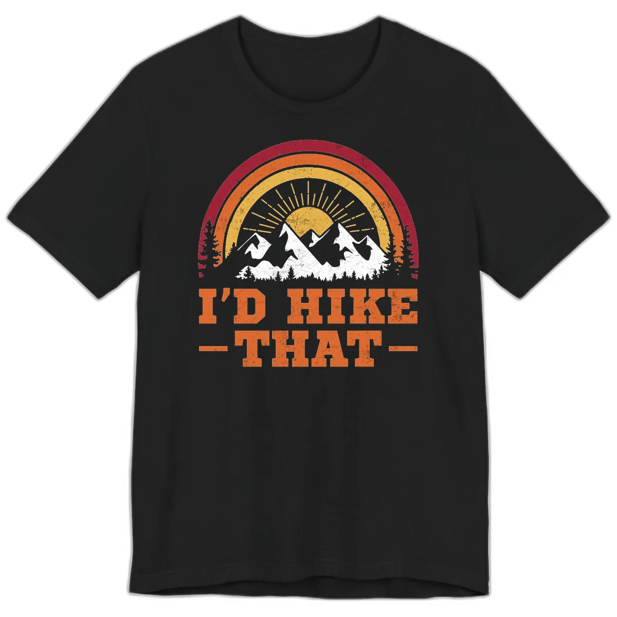 I'd Hike That Mountain Sunset Premium T-Shirt in Black