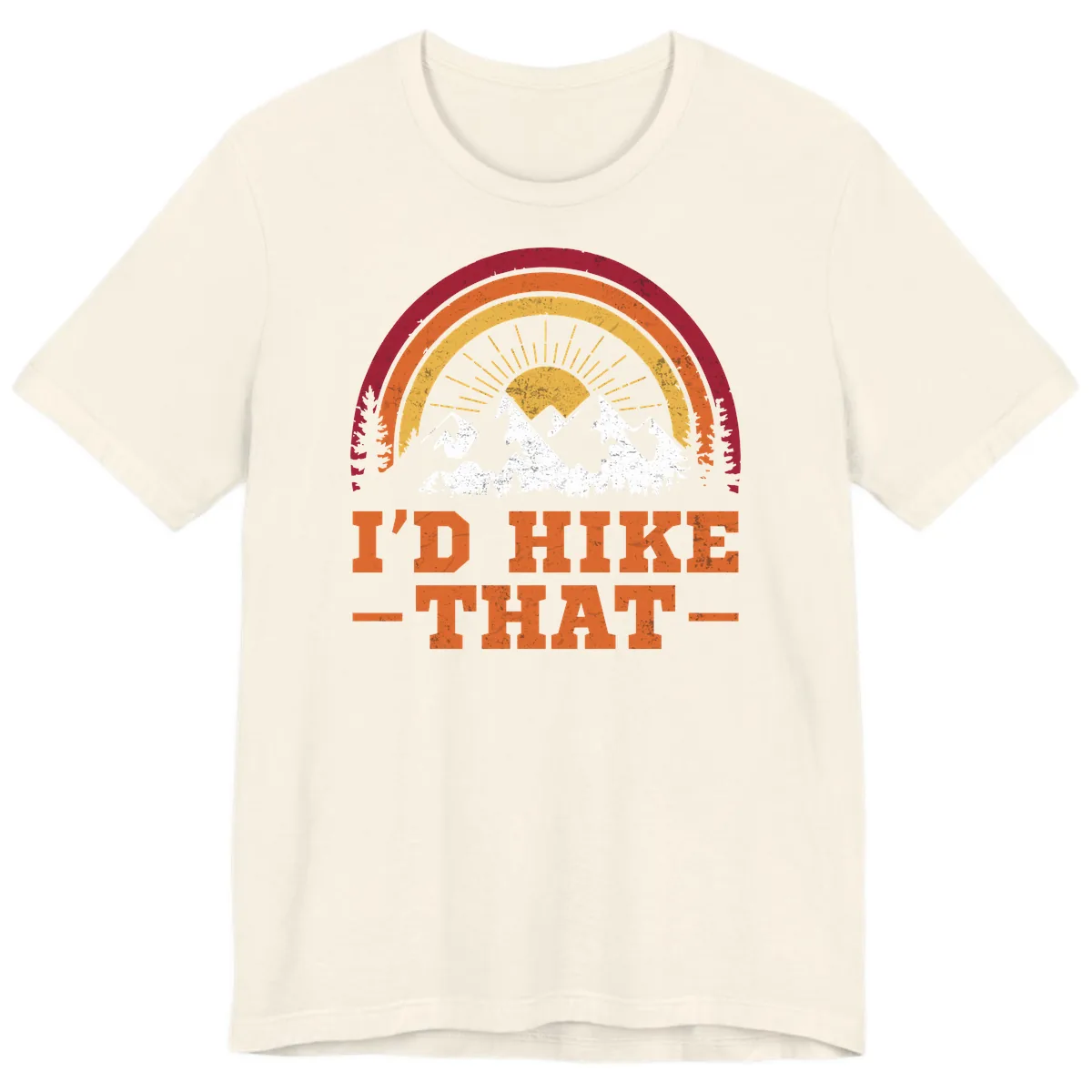 I'd Hike That Mountain Sunset Premium T-Shirt in Natural