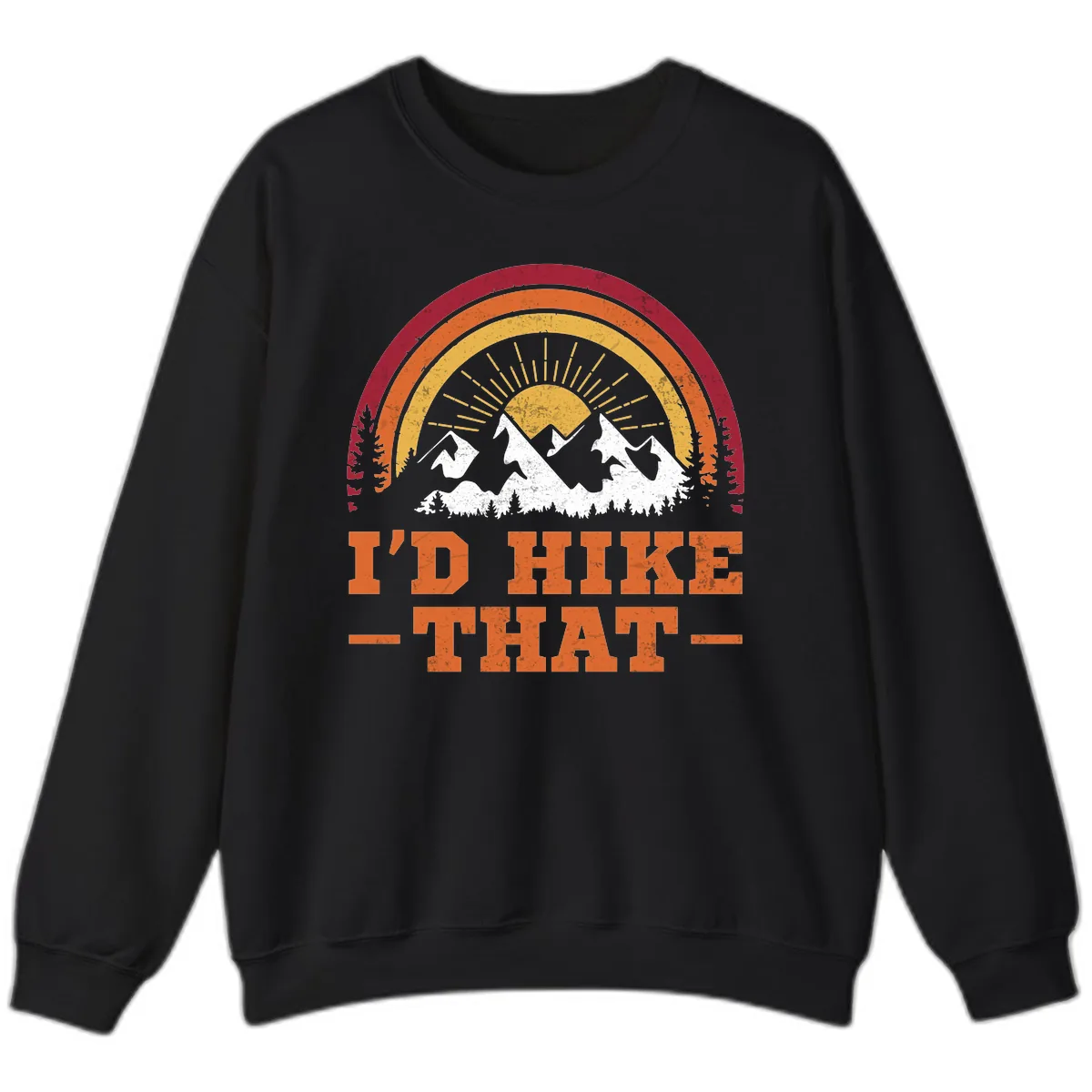 I'd Hike That Mountain Sunset Sweatshirt in Black
