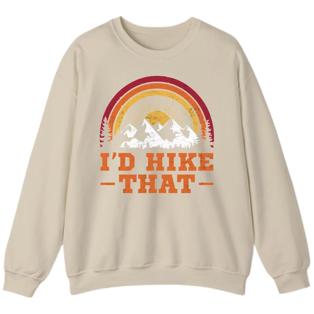 I'd Hike That Mountain Sunset Sweatshirt in Sand
