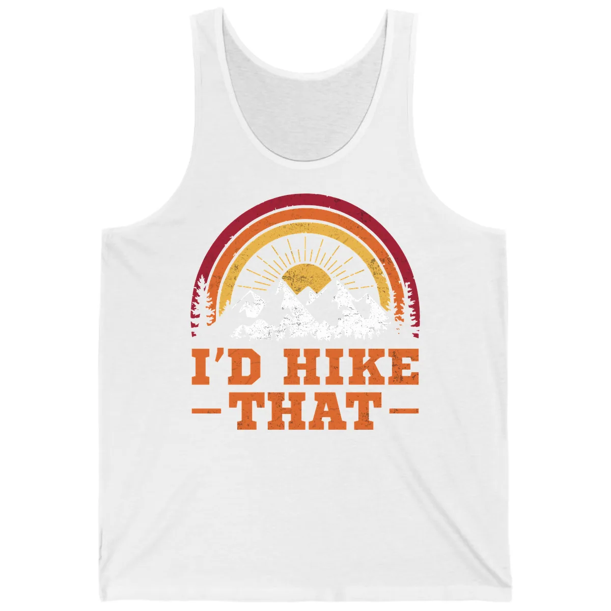I'd Hike That Mountain Sunset Tank in White