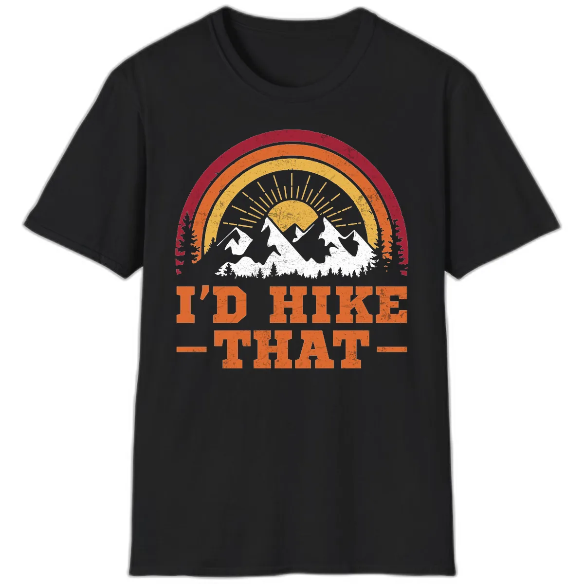 I'd Hike That Mountain Sunset T-Shirt in Black