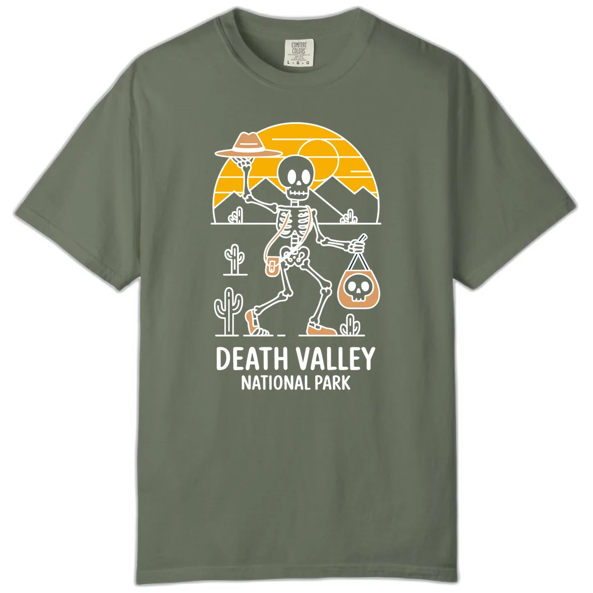 Death Valley Skeleton Cowboy Comfort Color in Moss