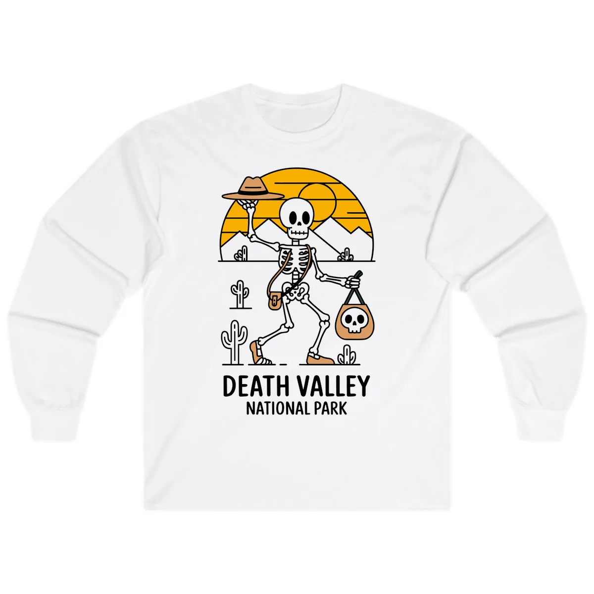 Death Valley Skeleton Cowboy Long Sleeve in White