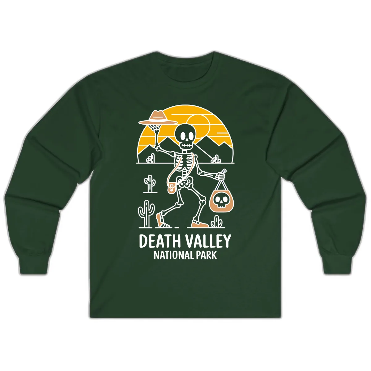 Death Valley Skeleton Cowboy Long Sleeve in Forest Green