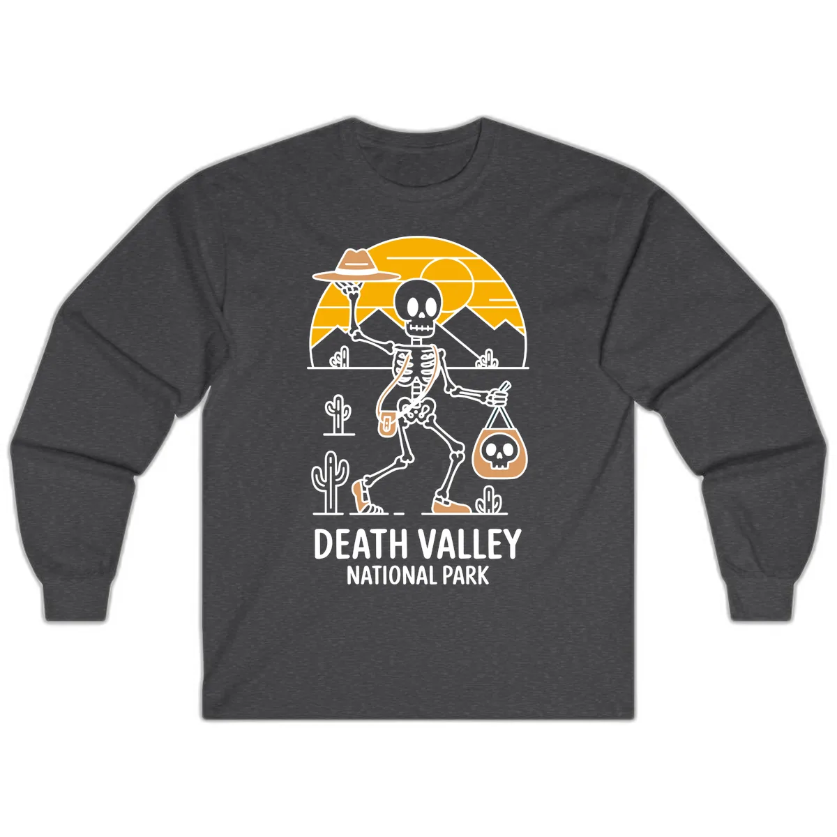 Death Valley Skeleton Cowboy Long Sleeve in Dark Heather