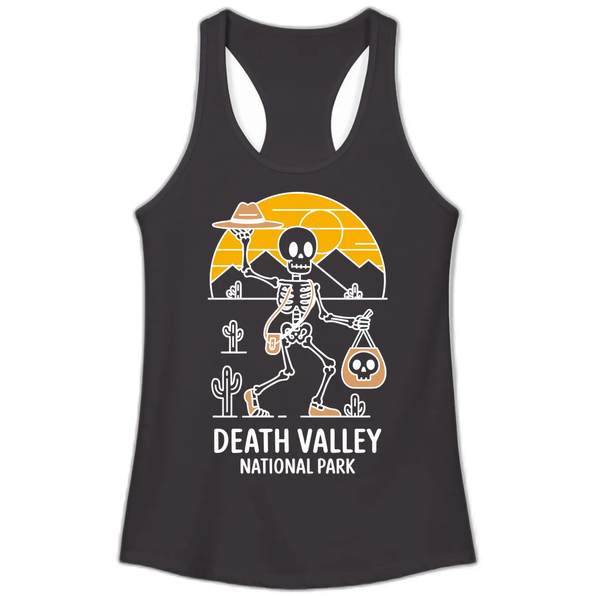 Death Valley Skeleton Cowboy Ladies Tank in Black