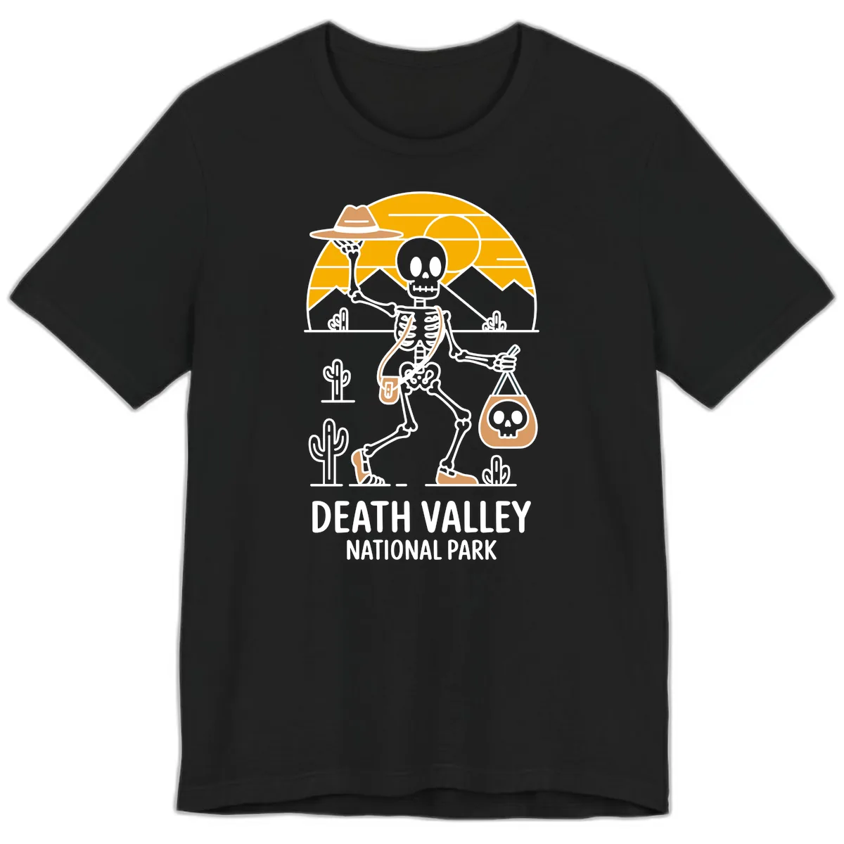 Death Valley Skeleton Cowboy Premium T-Shirt in Black