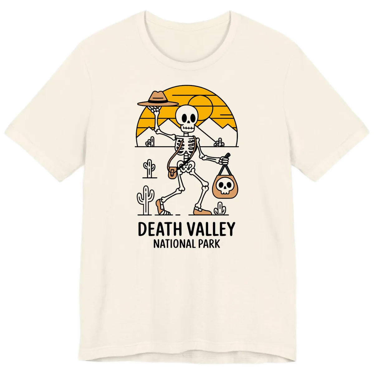 Death Valley Skeleton Cowboy Premium T-Shirt in Natural