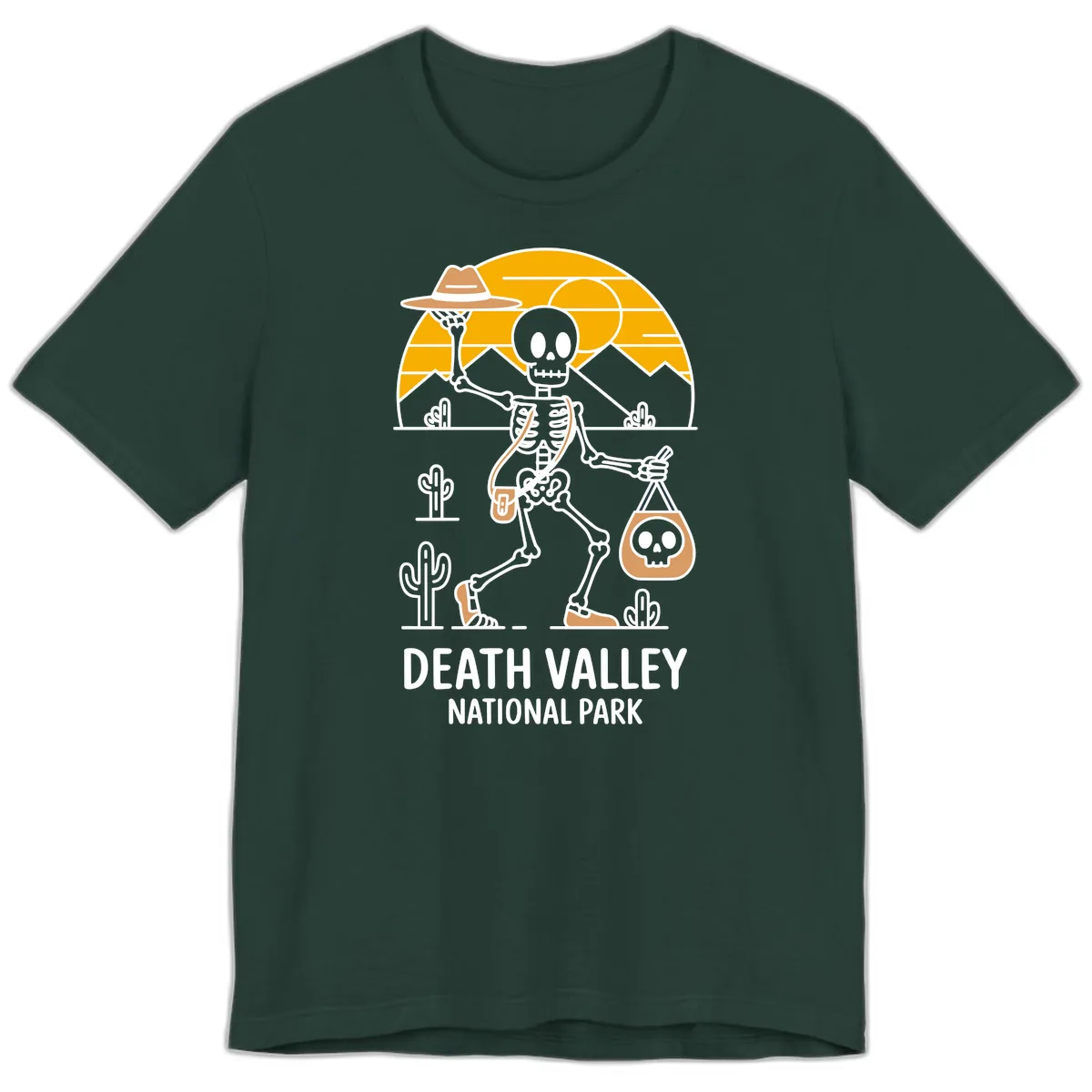 Death Valley Skeleton Cowboy Premium T-Shirt in Forest