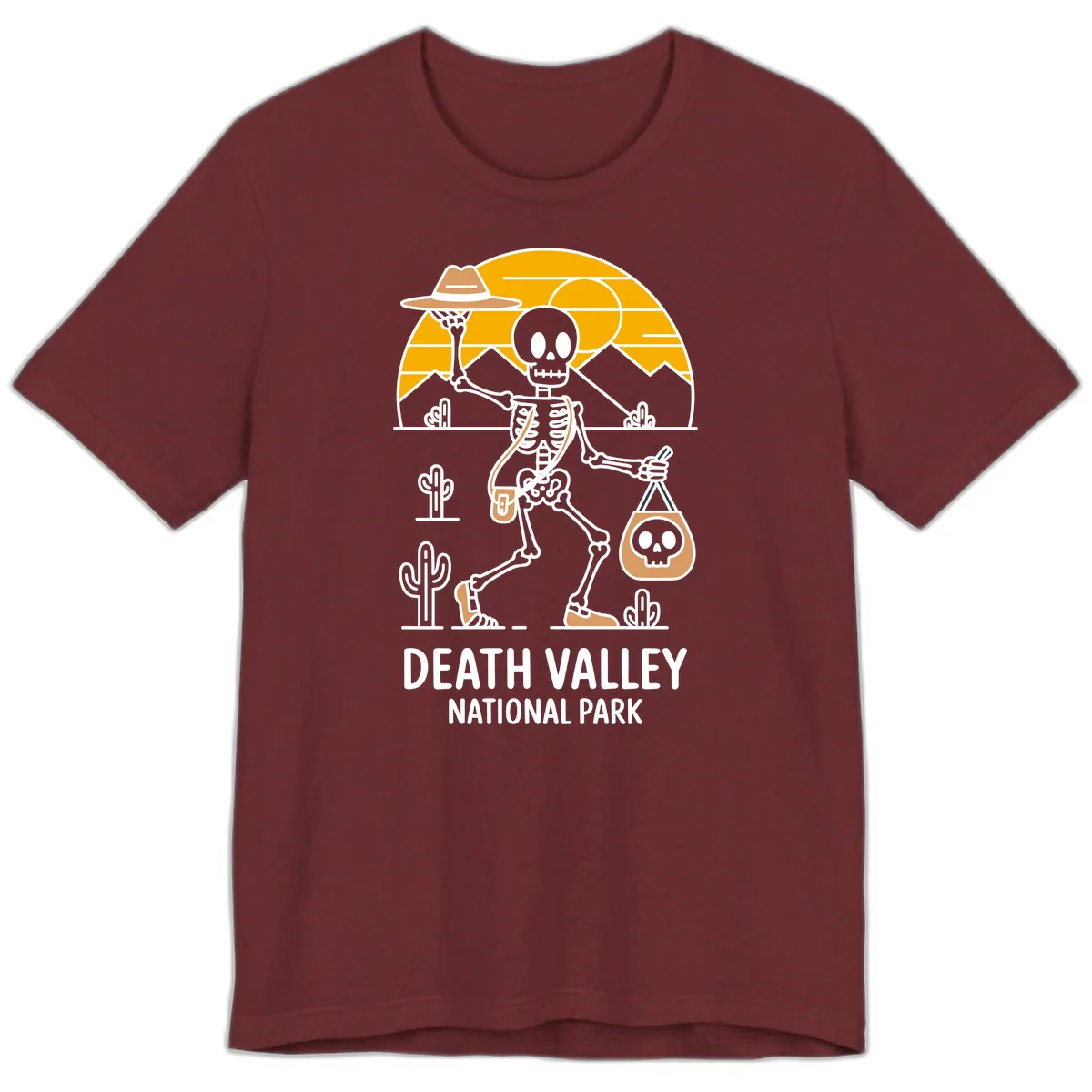 Death Valley Skeleton Cowboy Premium T-Shirt in Heather Cardinal