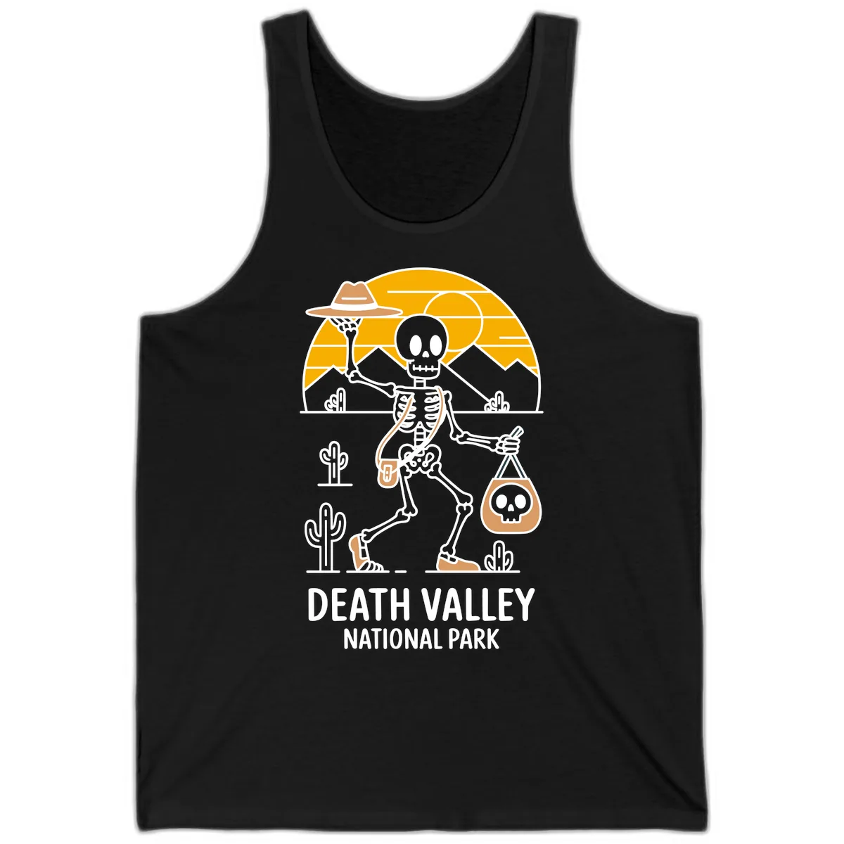 Death Valley Skeleton Cowboy Tank in Black