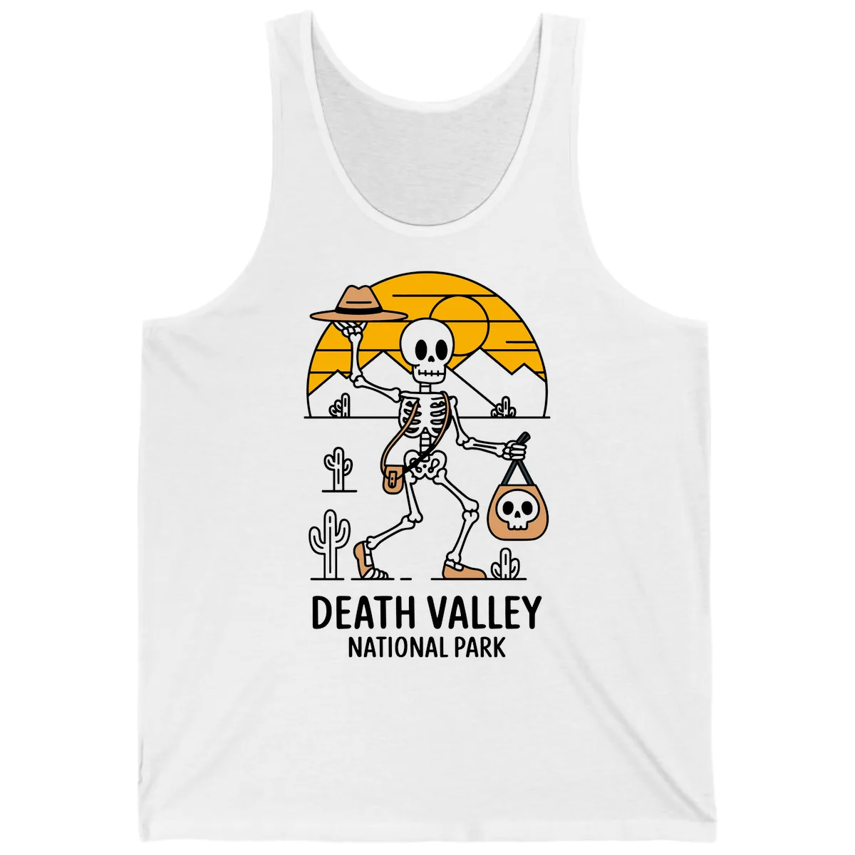 Death Valley Skeleton Cowboy Tank in White