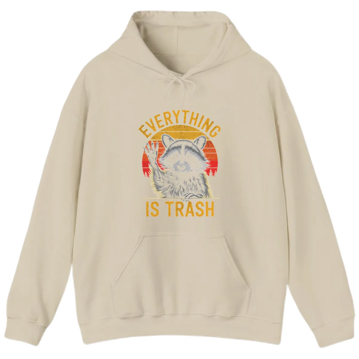Everything Is Trash Raccoon Hoodie in Sand