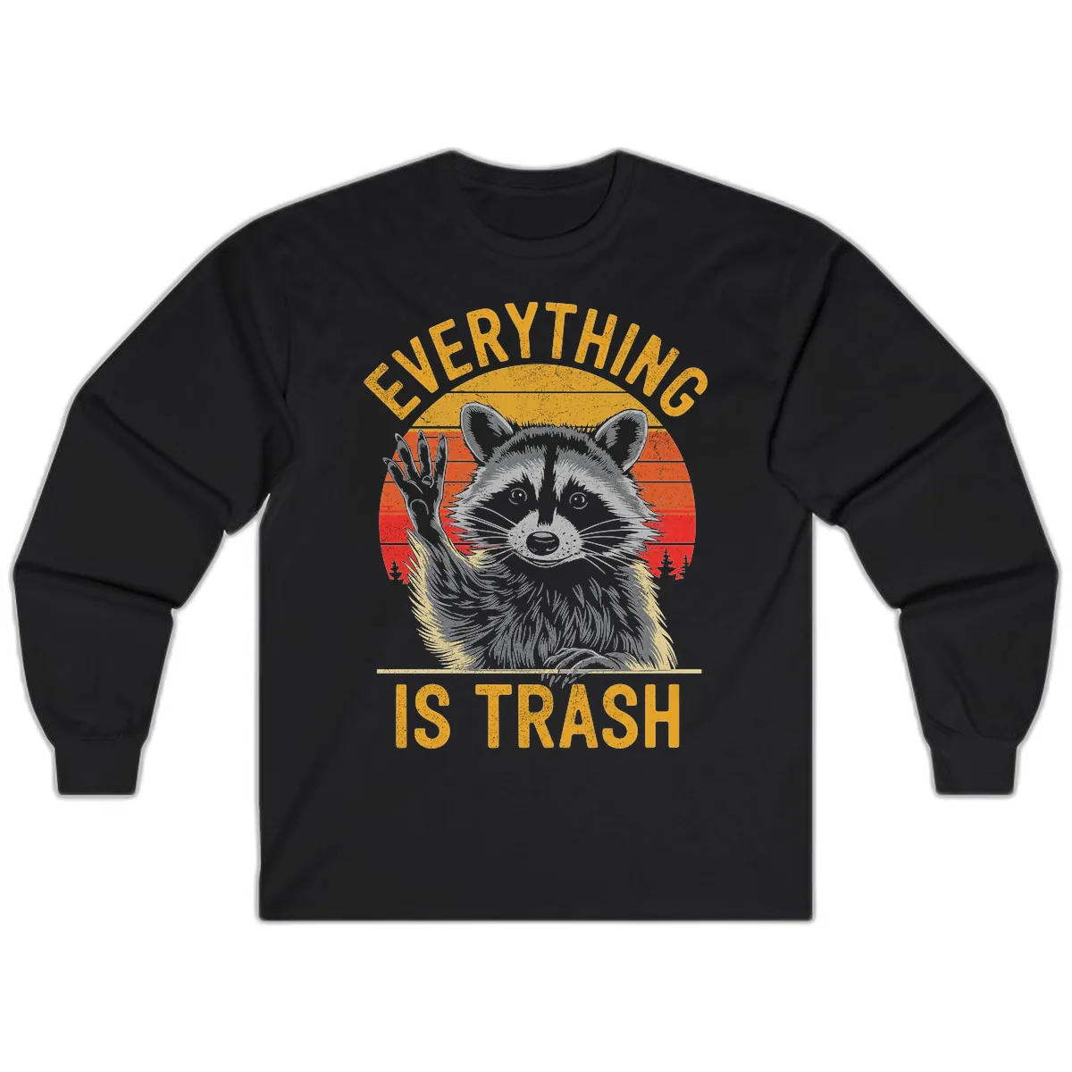 Everything Is Trash Raccoon Long Sleeve in Black