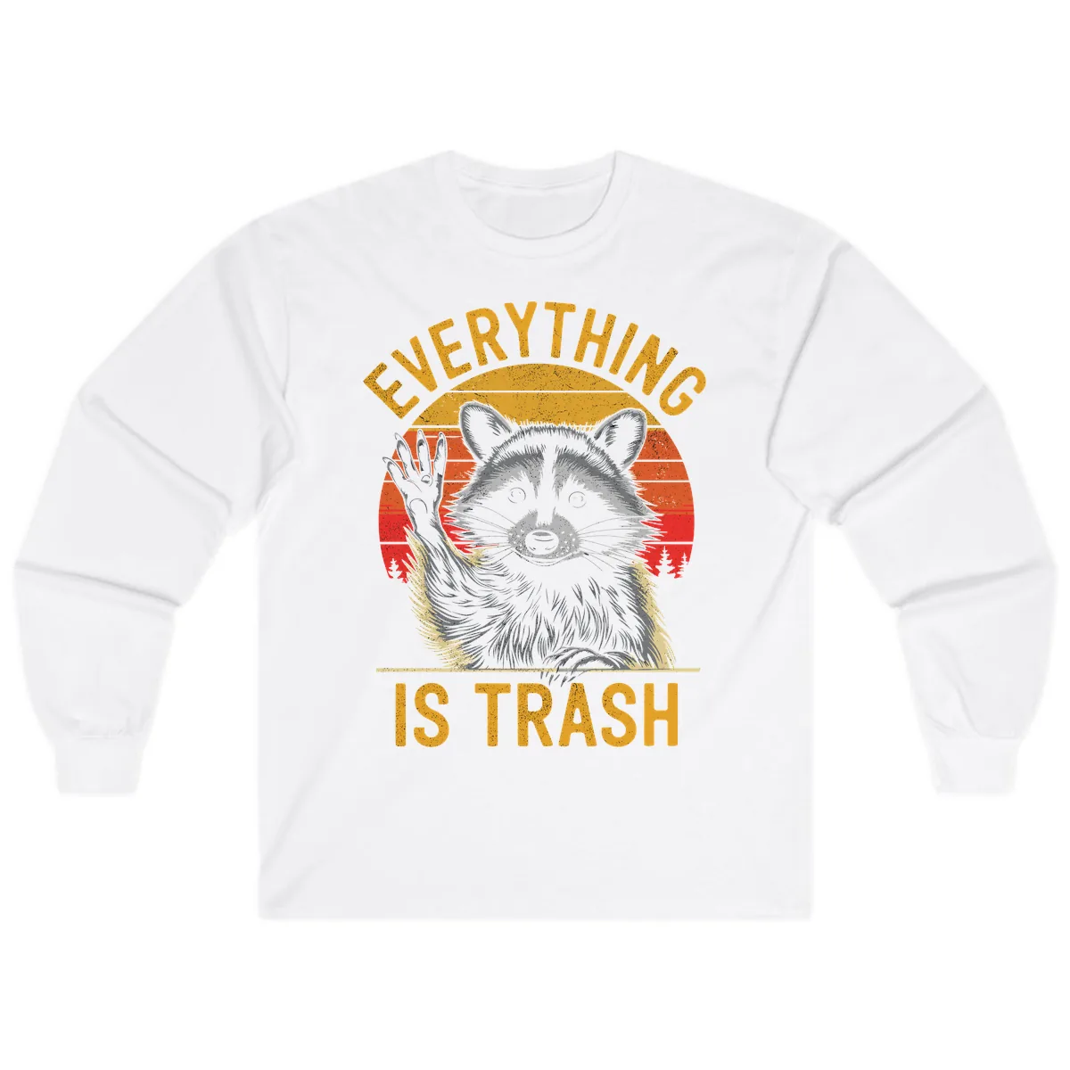 Everything Is Trash Raccoon Long Sleeve in White