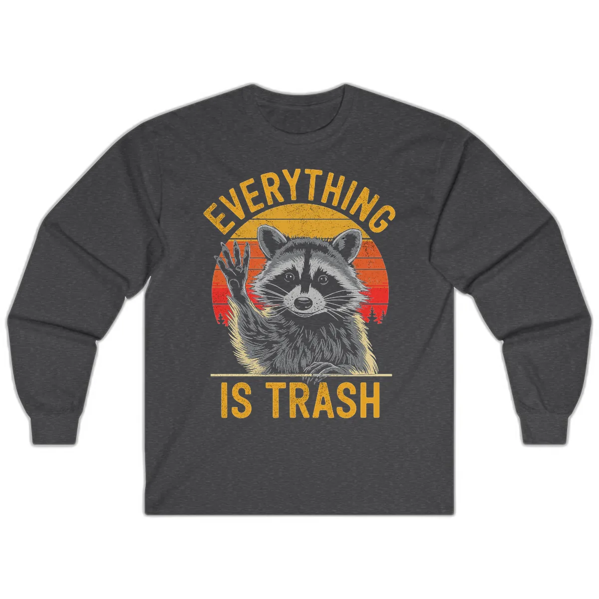 Everything Is Trash Raccoon Long Sleeve in Dark Heather
