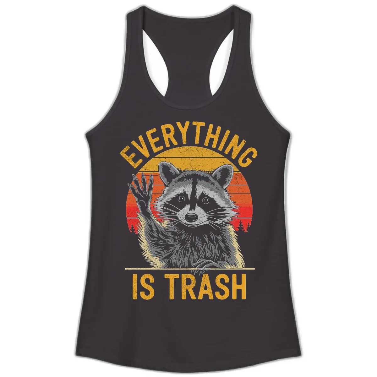 Everything Is Trash Raccoon Ladies Tank in Black