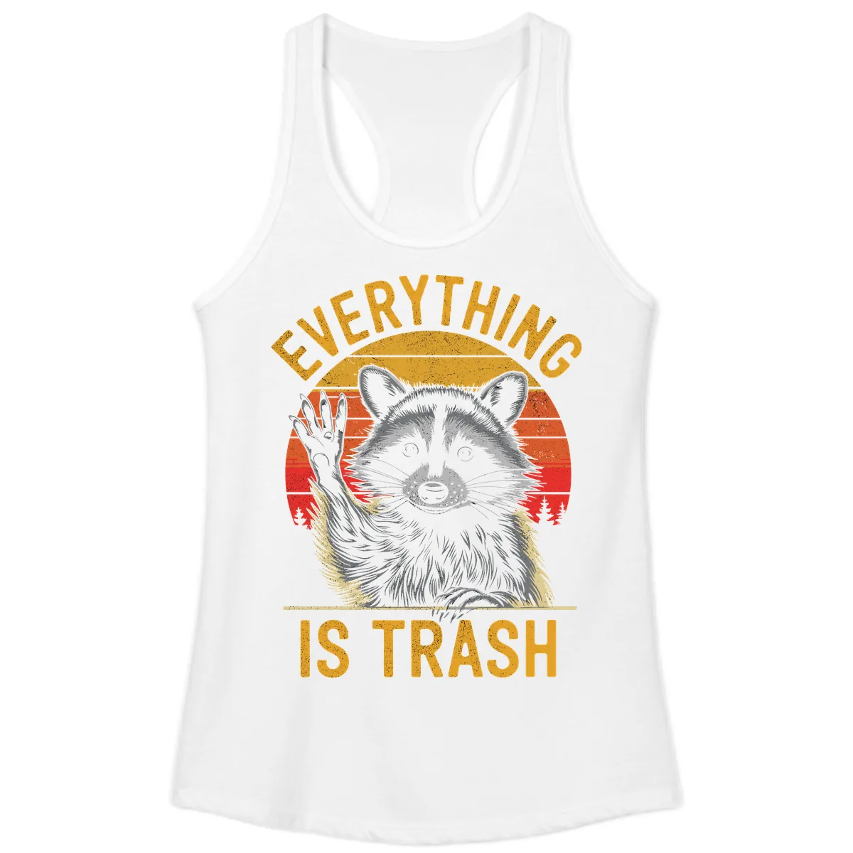 Everything Is Trash Raccoon Ladies Tank in White