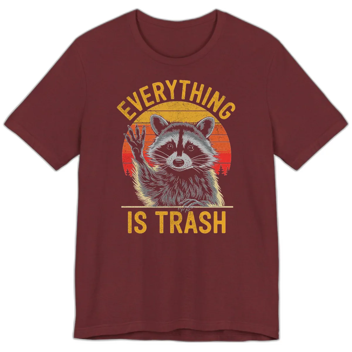Everything Is Trash Raccoon Premium T-Shirt in Heather Cardinal