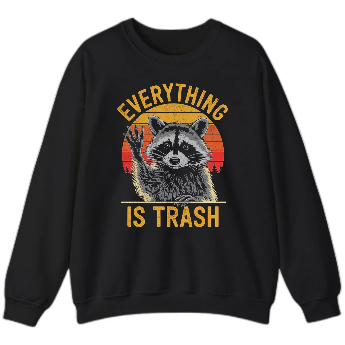 Everything Is Trash Raccoon Sweatshirt in Black