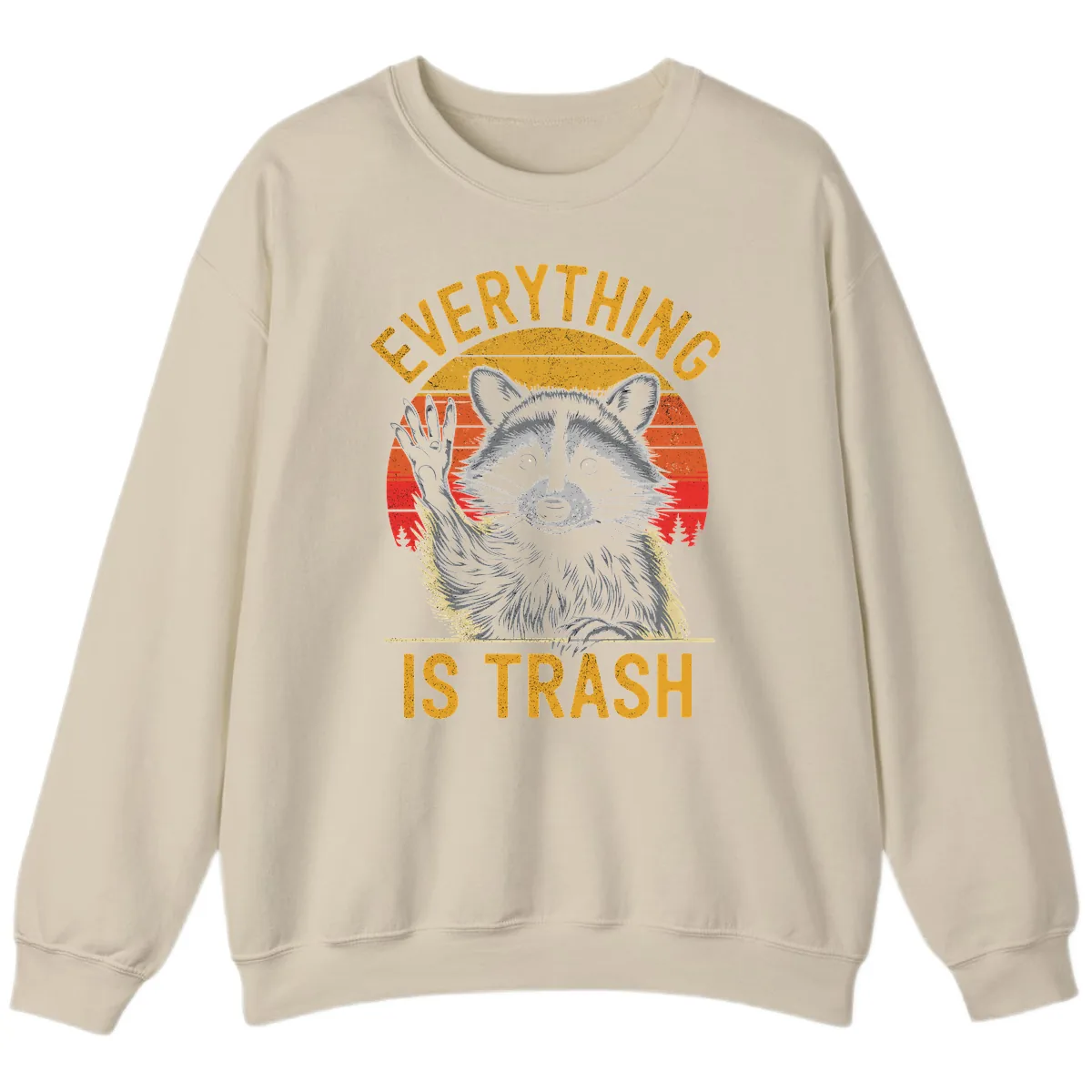 Everything Is Trash Raccoon Sweatshirt in Sand
