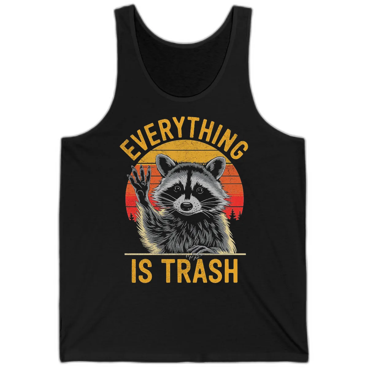 Everything Is Trash Raccoon Tank in Black