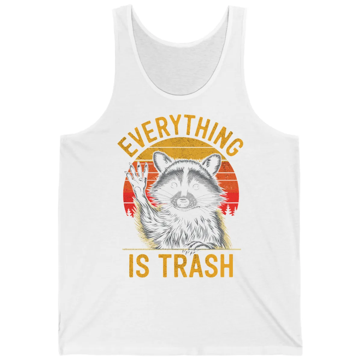 Everything Is Trash Raccoon Tank in White