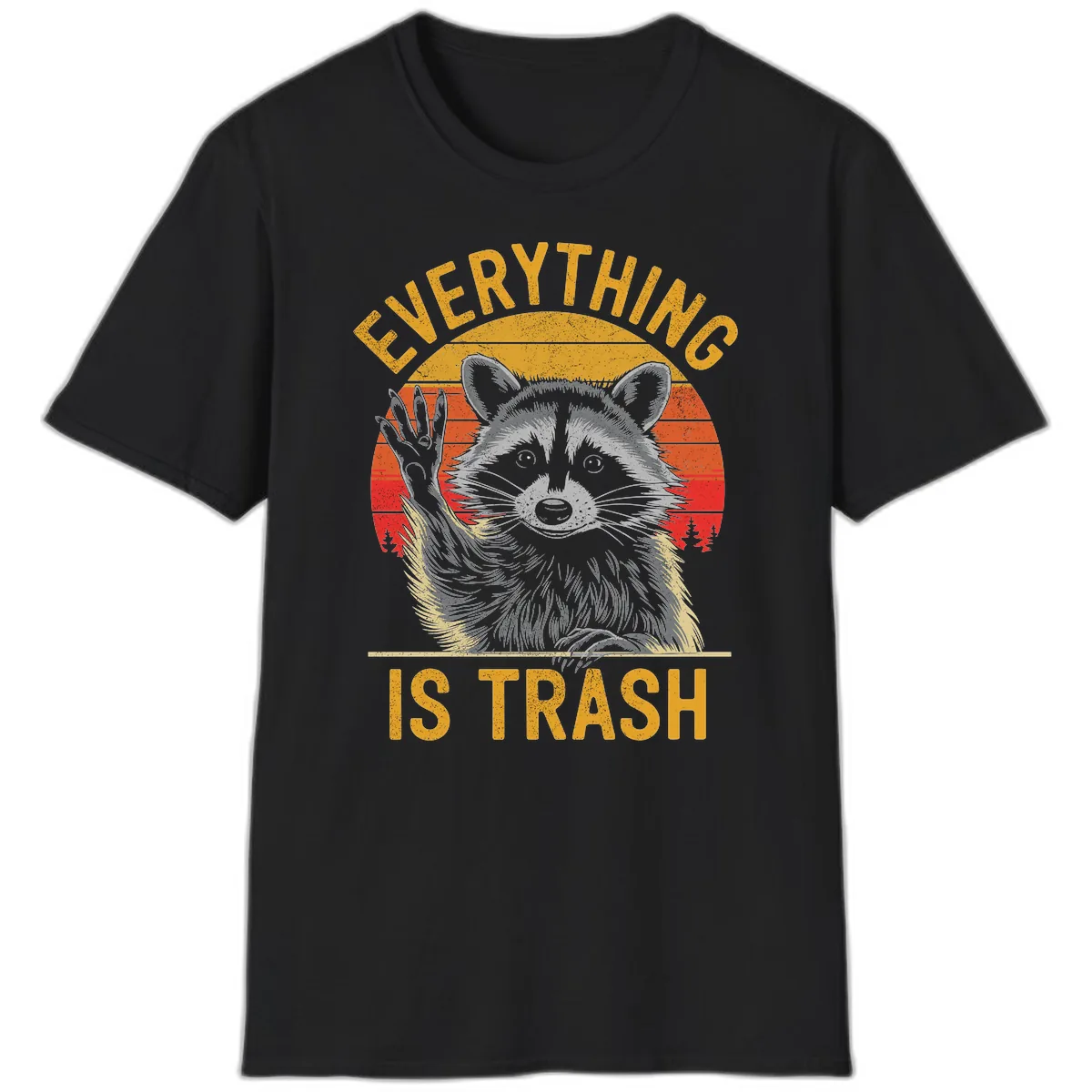 Everything Is Trash Raccoon T-Shirt in Black