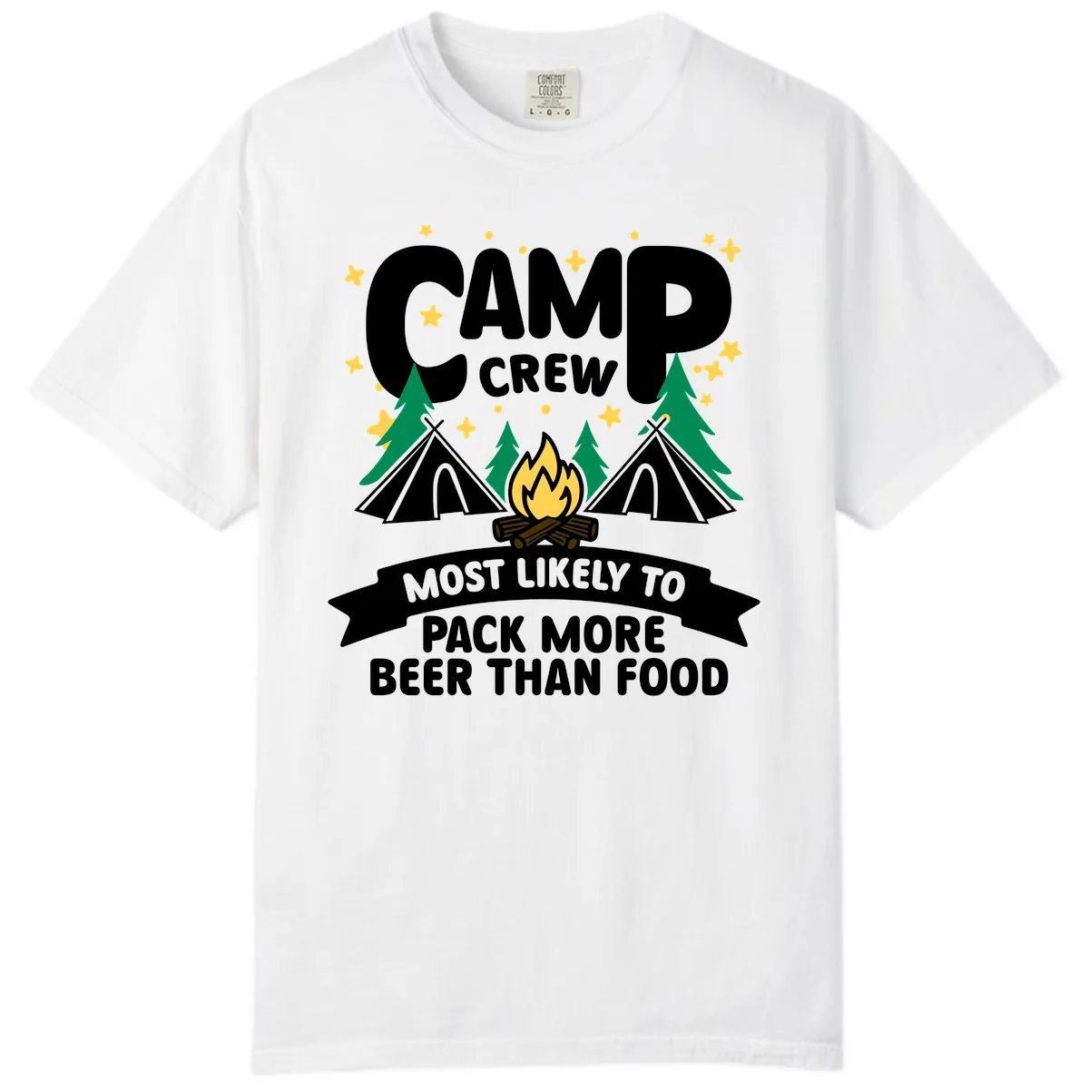Camp Crew Beer Over Food Comfort Color in White