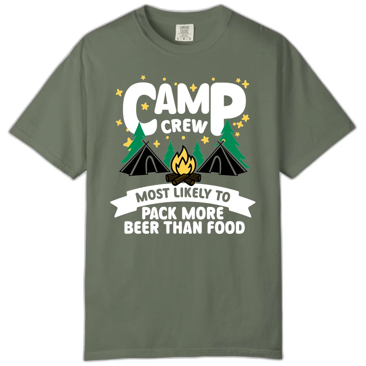 Camp Crew Beer Over Food Comfort Color in Moss