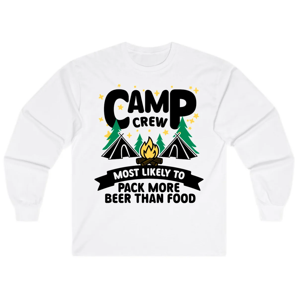Camp Crew Beer Over Food Long Sleeve in White