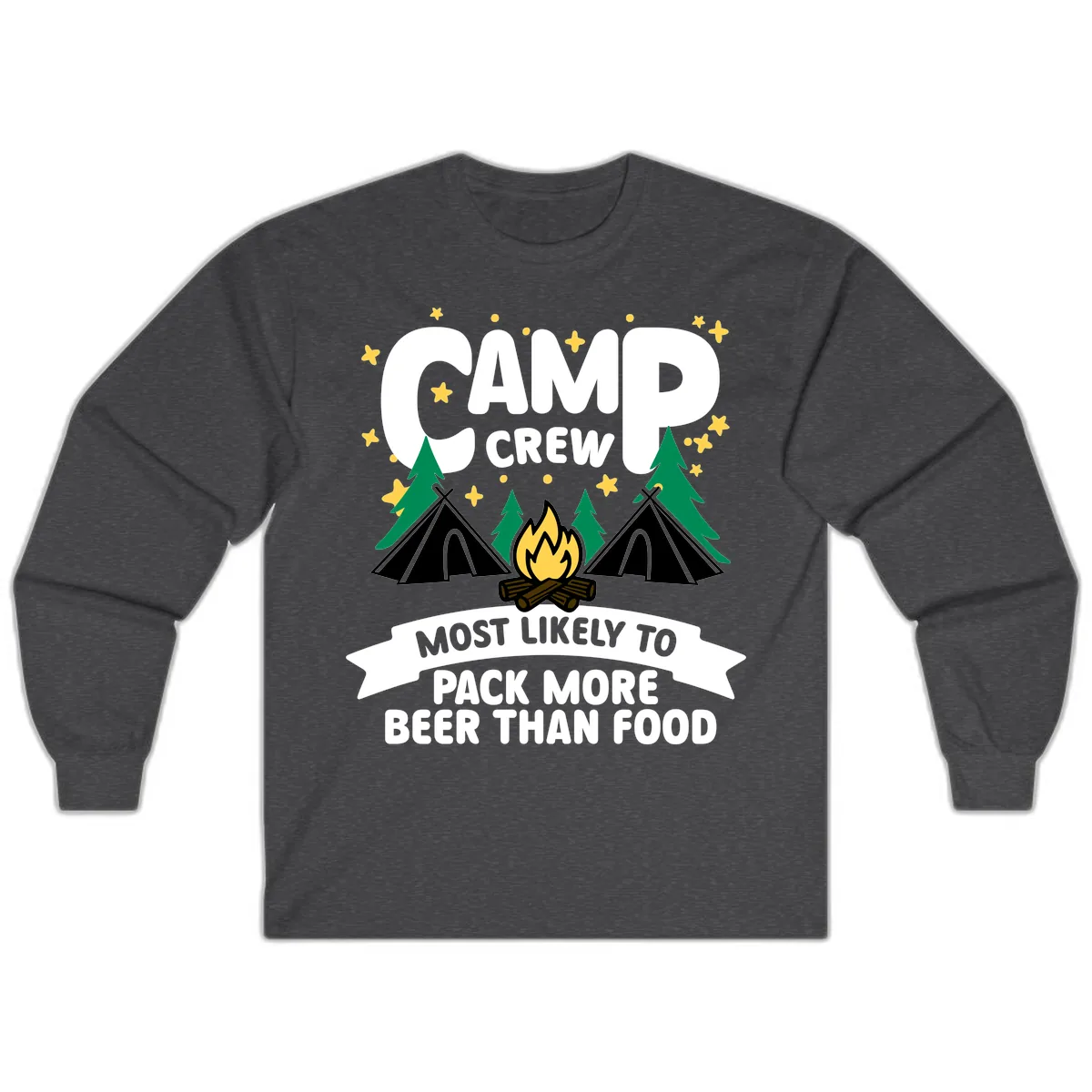 Camp Crew Beer Over Food Long Sleeve in Dark Heather