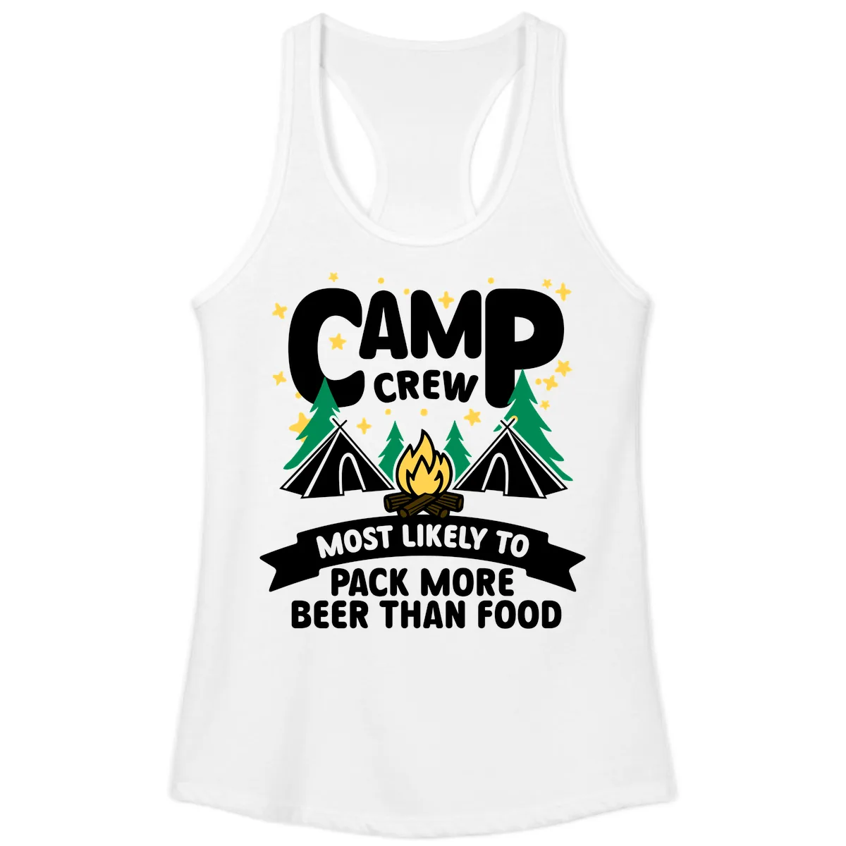 Camp Crew Beer Over Food Ladies Tank in White