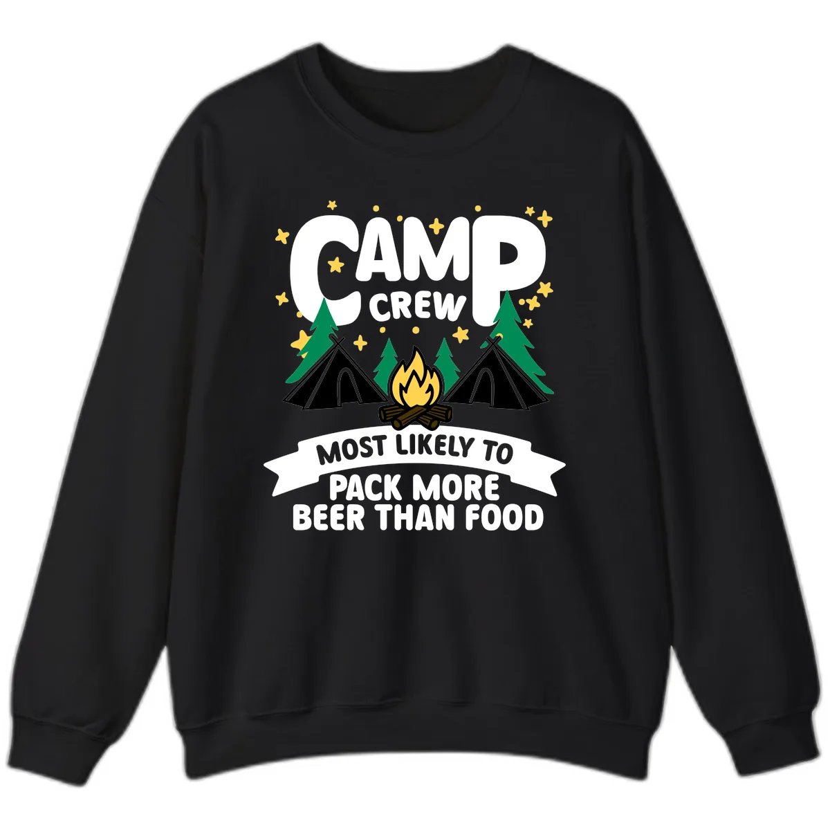 Camp Crew Beer Over Food Sweatshirt in Black