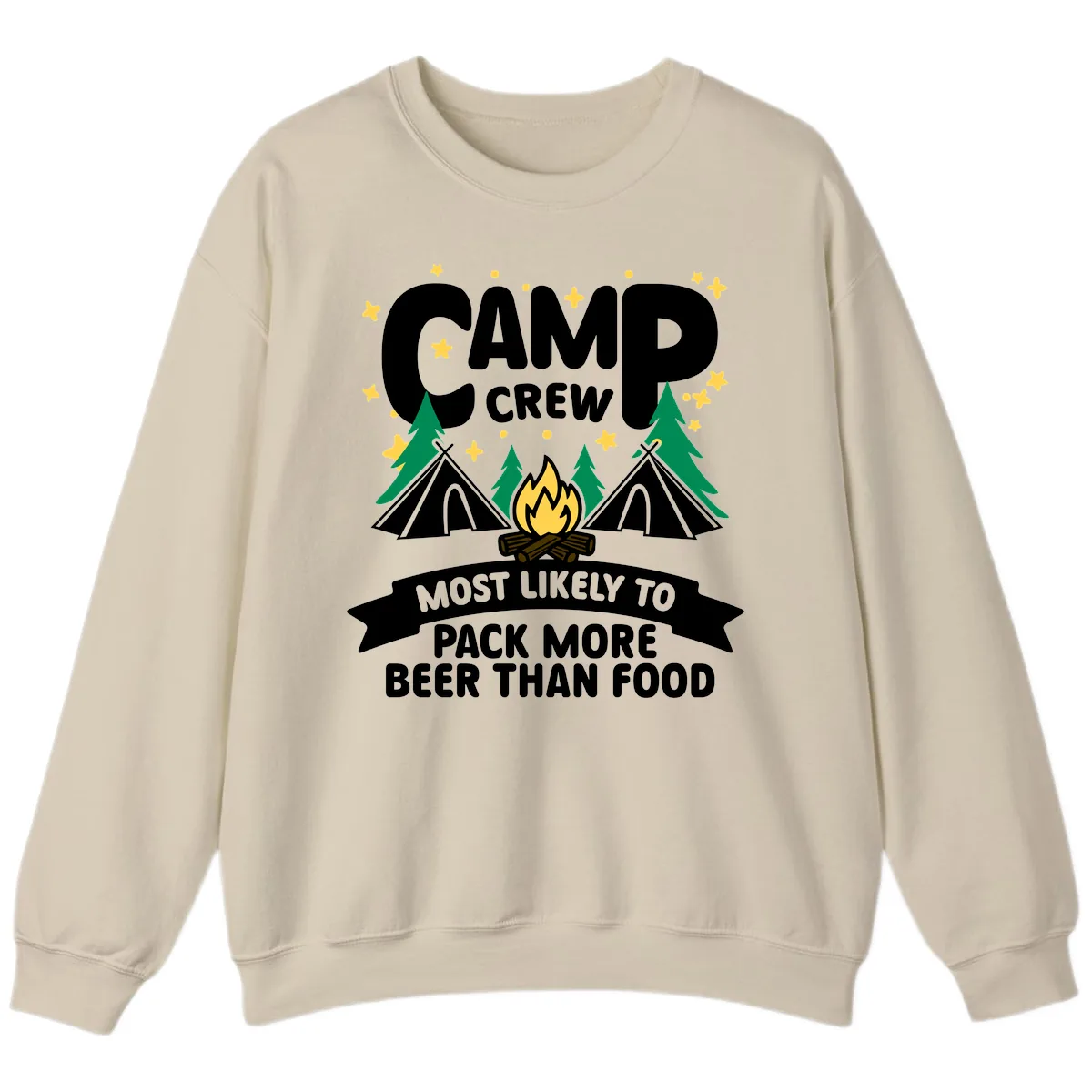 Camp Crew Beer Over Food Sweatshirt in Sand