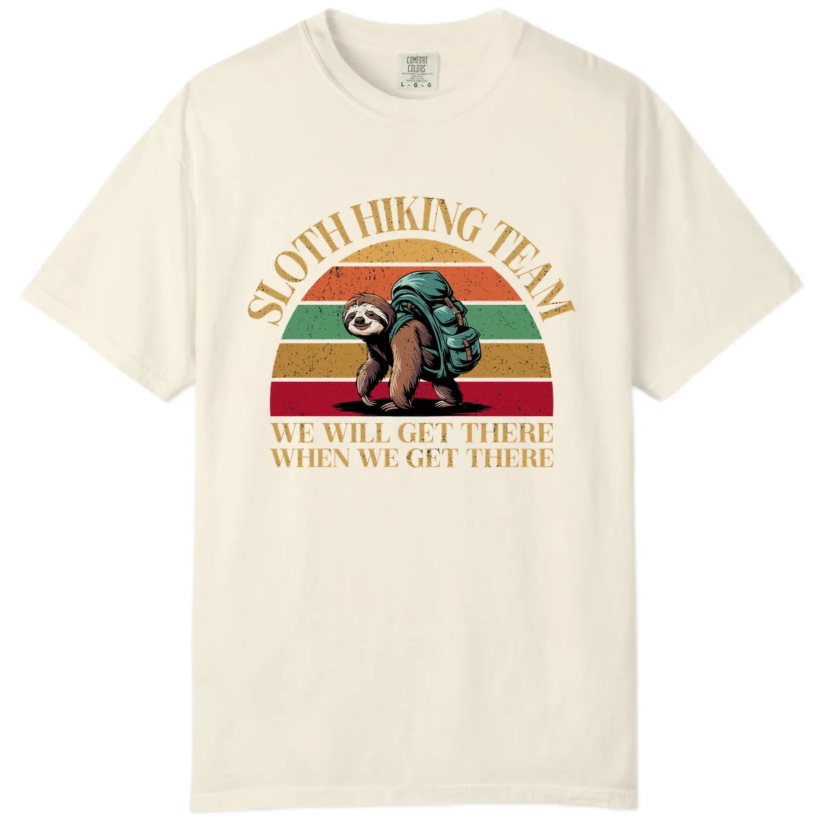 Sloth Hiking We Will Get There Comfort Color in Ivory