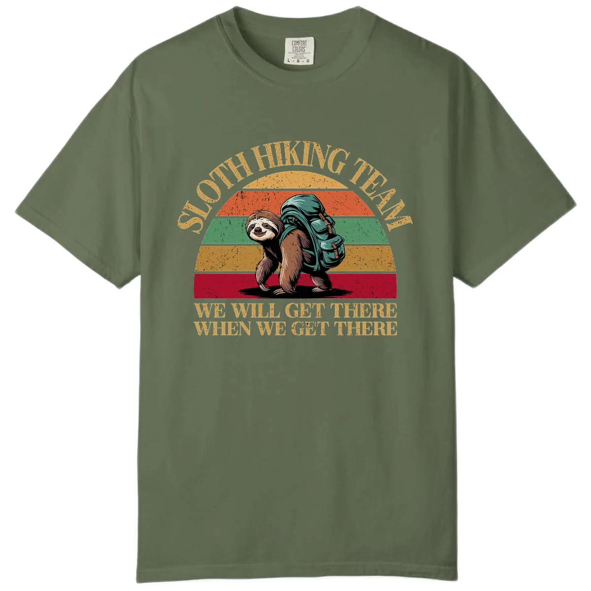 Sloth Hiking We Will Get There Comfort Color in Sage