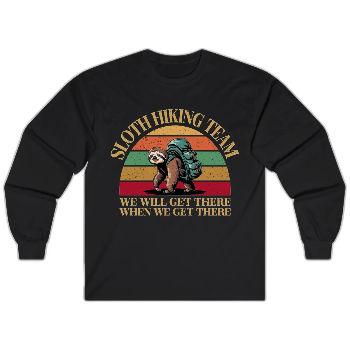Sloth Hiking We Will Get There Long Sleeve in Black