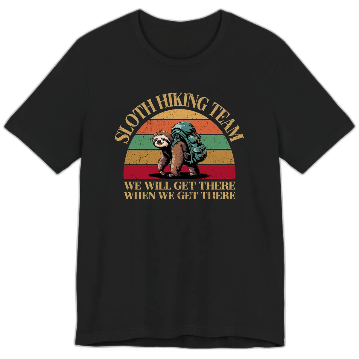 Sloth Hiking We Will Get There Premium T-Shirt in Black
