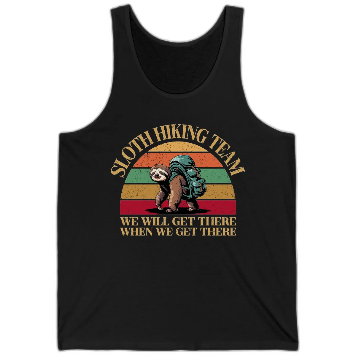 Sloth Hiking We Will Get There Tank in Black