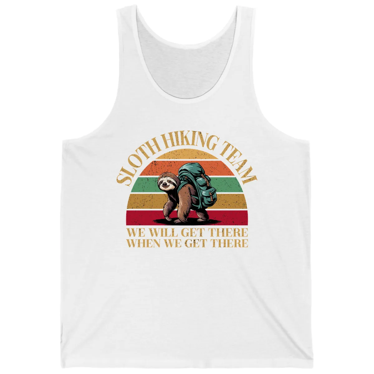 Sloth Hiking We Will Get There Tank in White