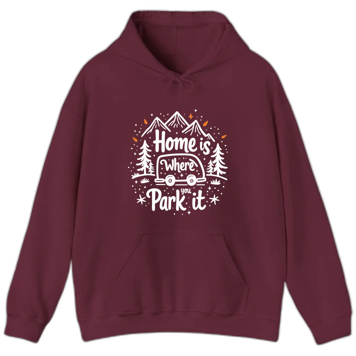 Home Is Where You Park It Hoodie in Maroon