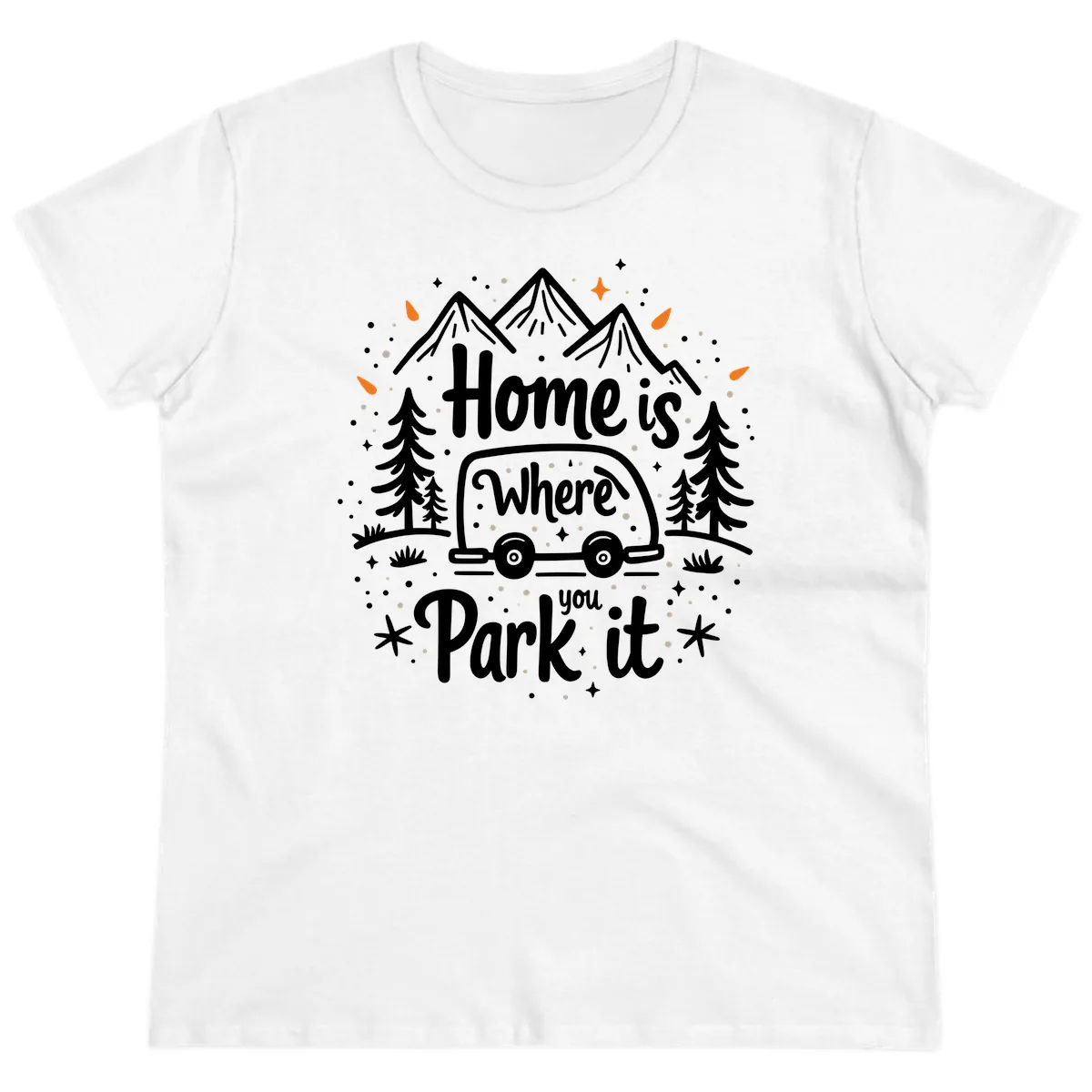 Home Is Where You Park It Ladies Tee in White