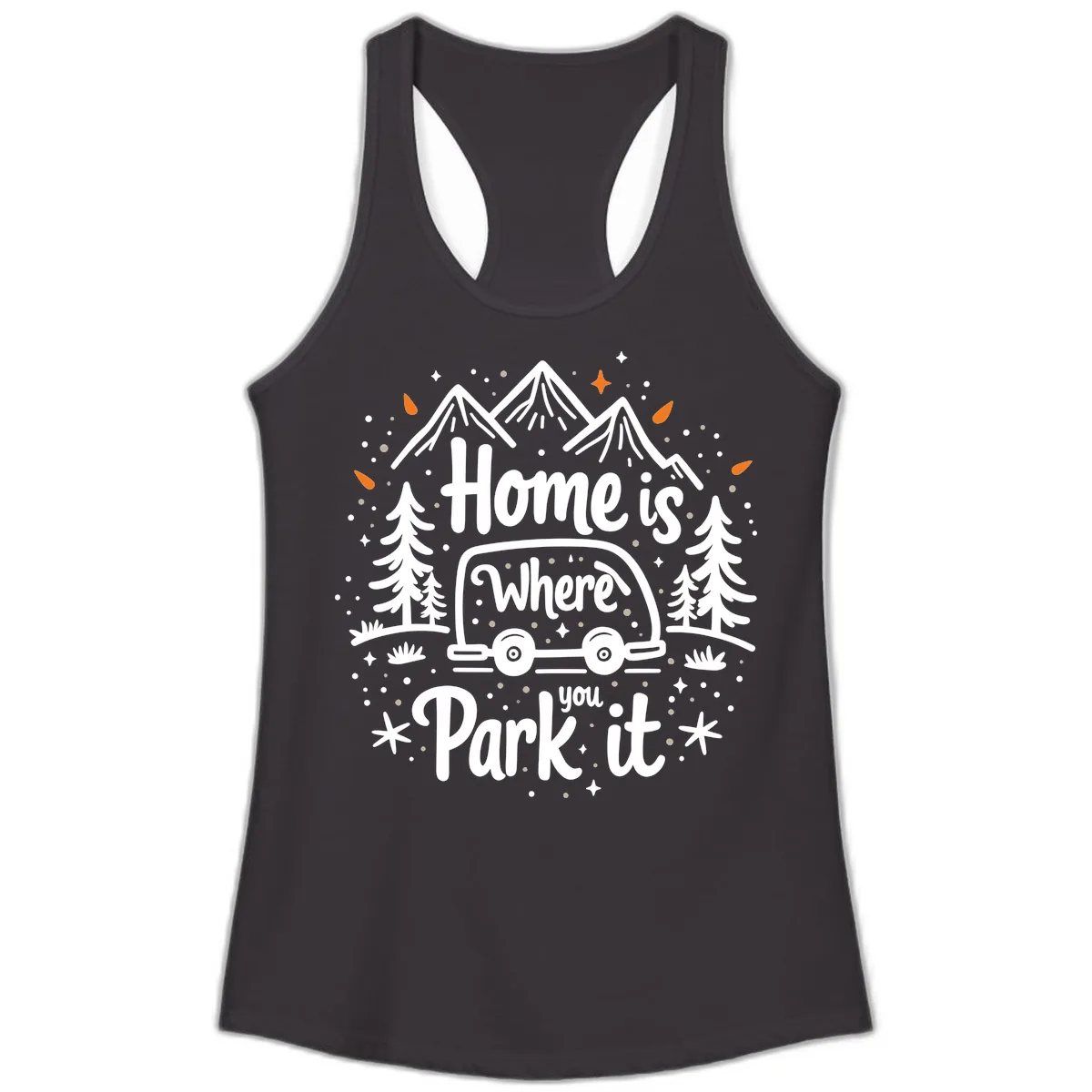Home Is Where You Park It Ladies Tank in Black