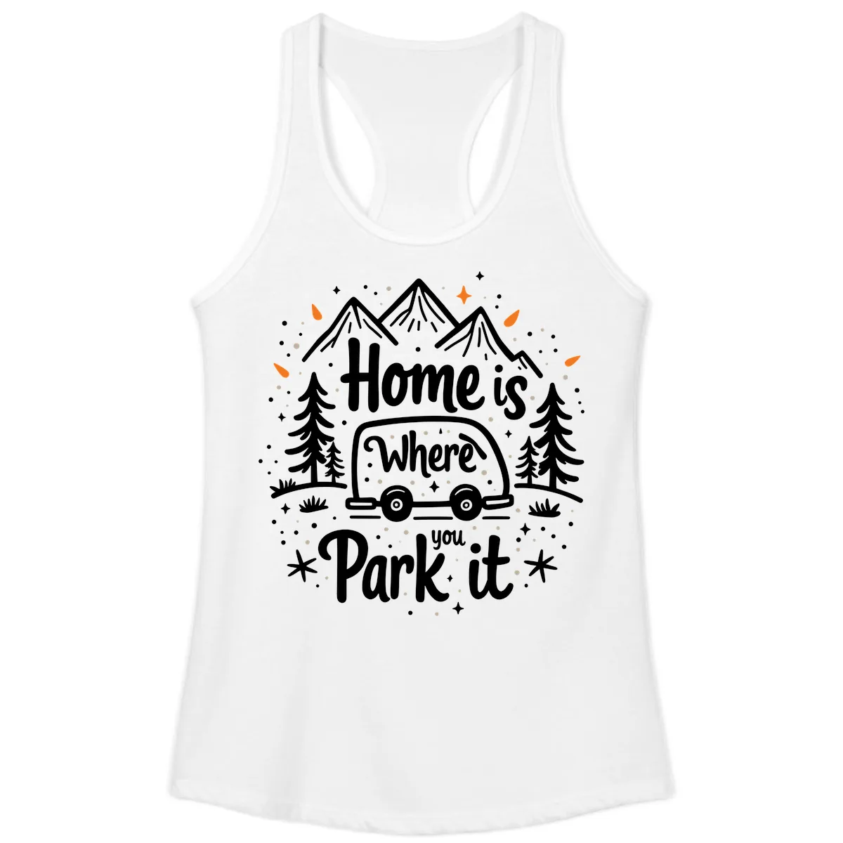 Home Is Where You Park It Ladies Tank in White