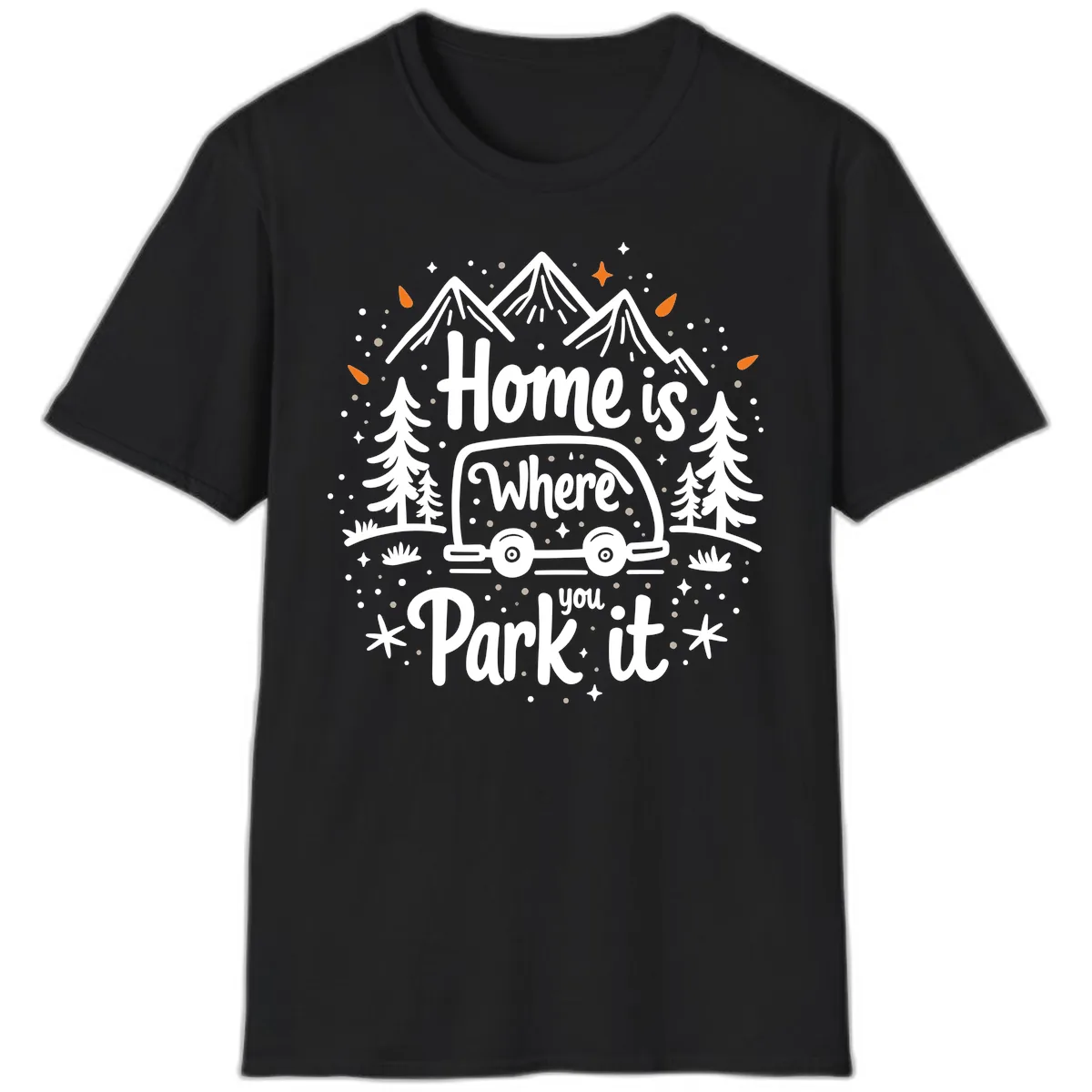 Home Is Where You Park It T-Shirt in Black