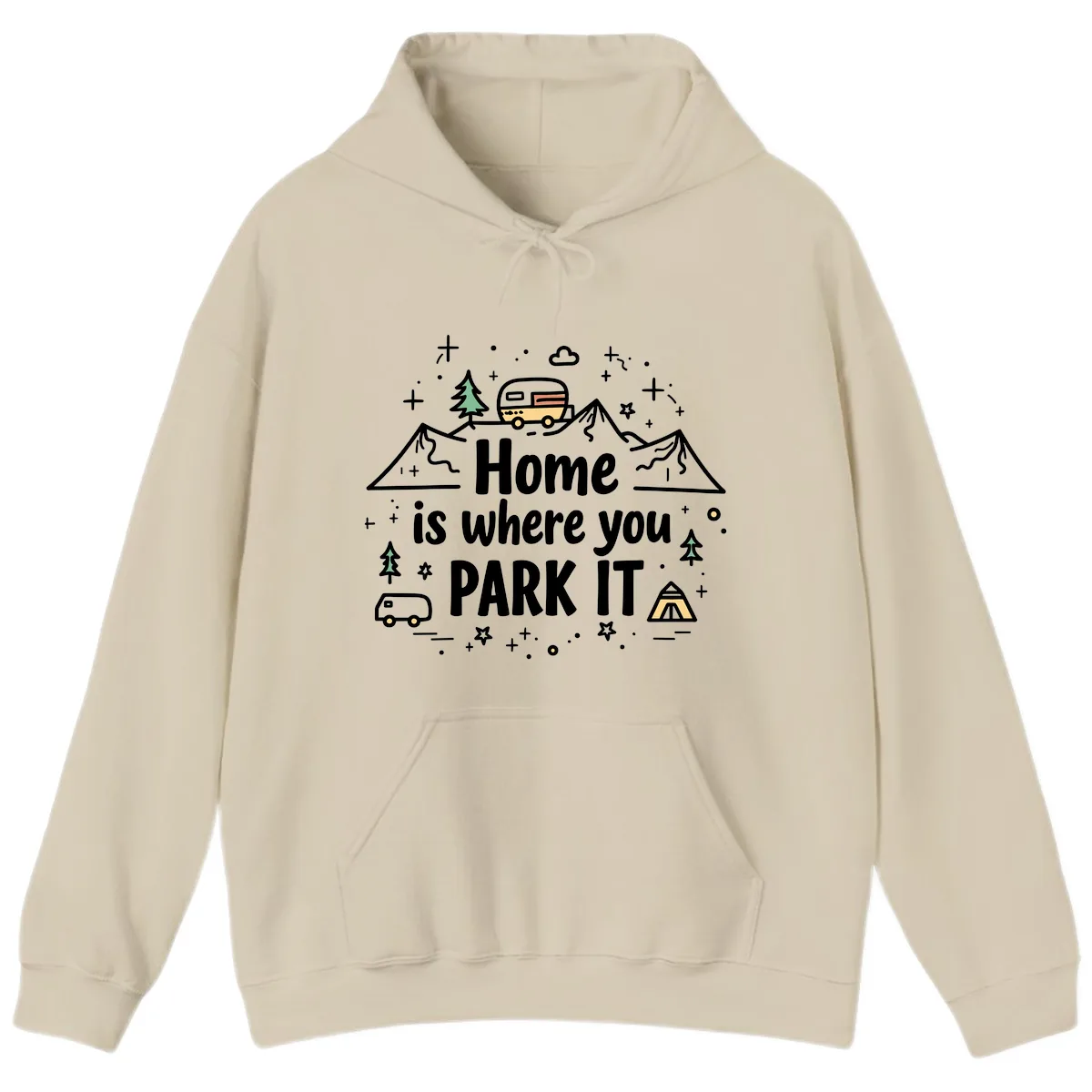 Home Is Where You Park It Hoodie in Sand